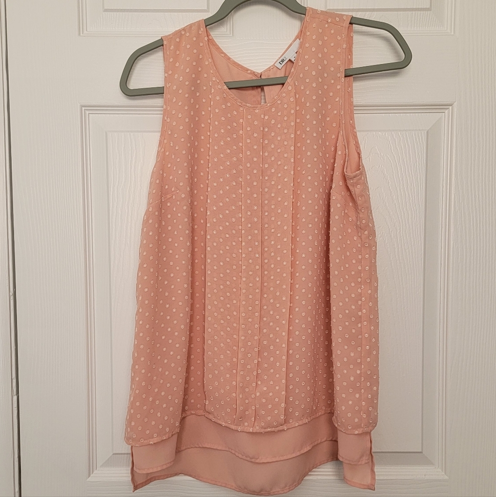 DR2 Pink Sleeveless Blouse with Textured Pin Dot Size Medium